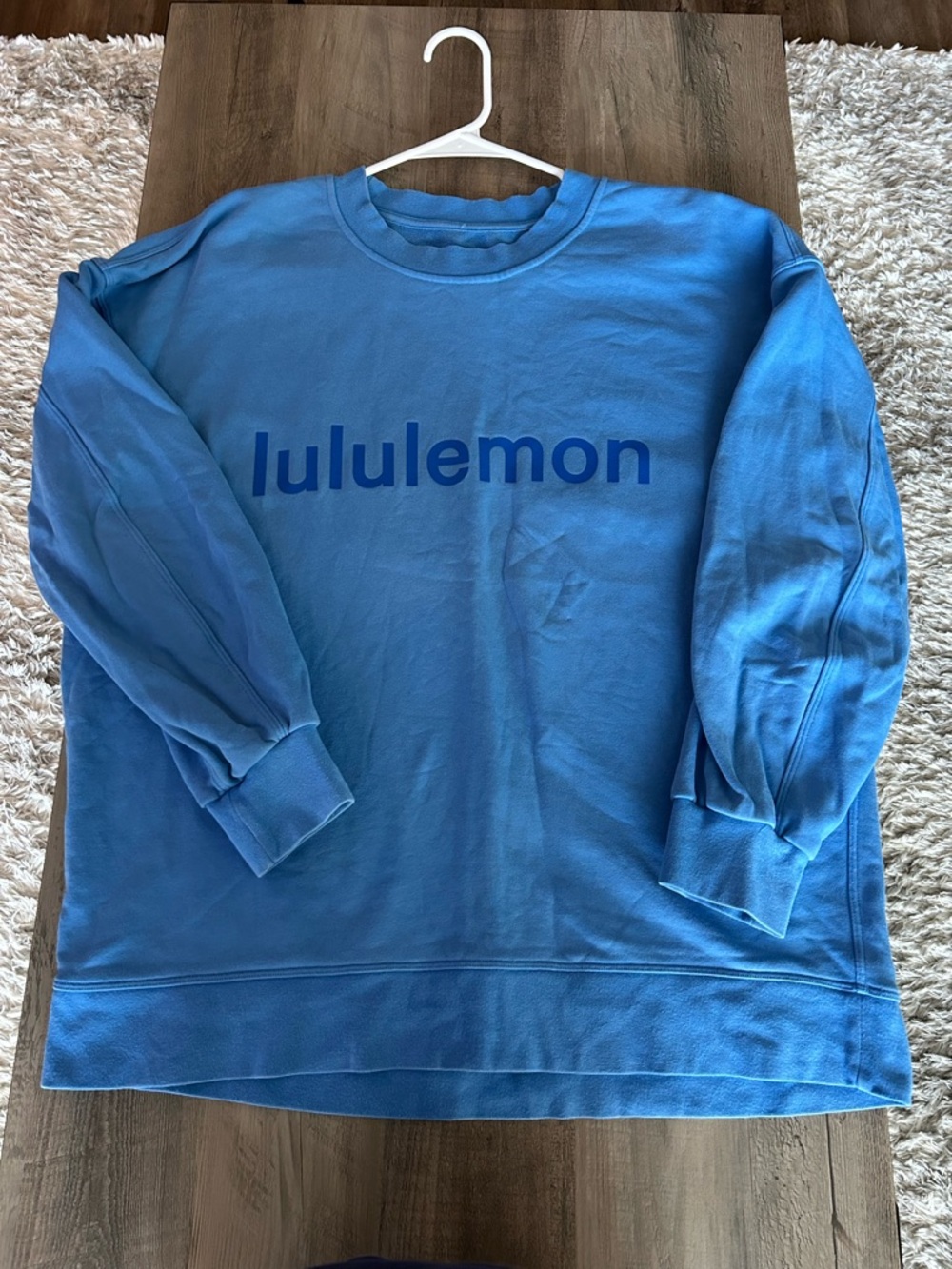 Rare Lululemon Oversized Crewneck w/ spellout Sz 8-12 *BLUE NILE* 26” ptp